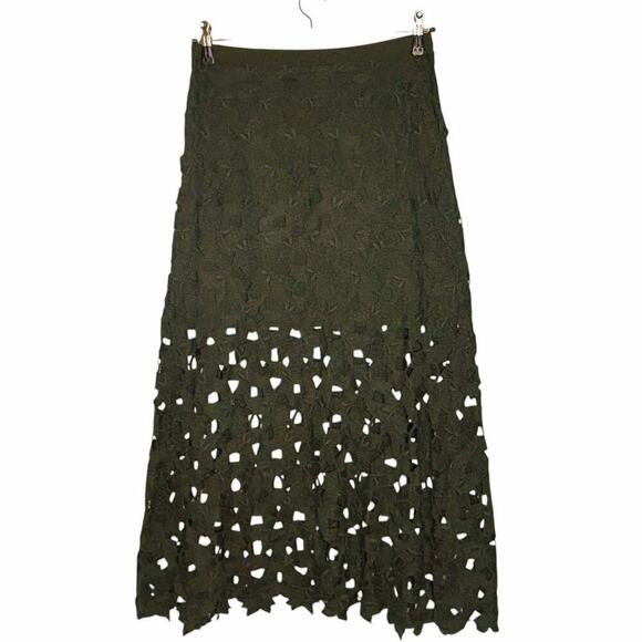 Elie Tahari Lazer Cut Maxi Skirt Dark Green Size 6 - Picture 8 of 8